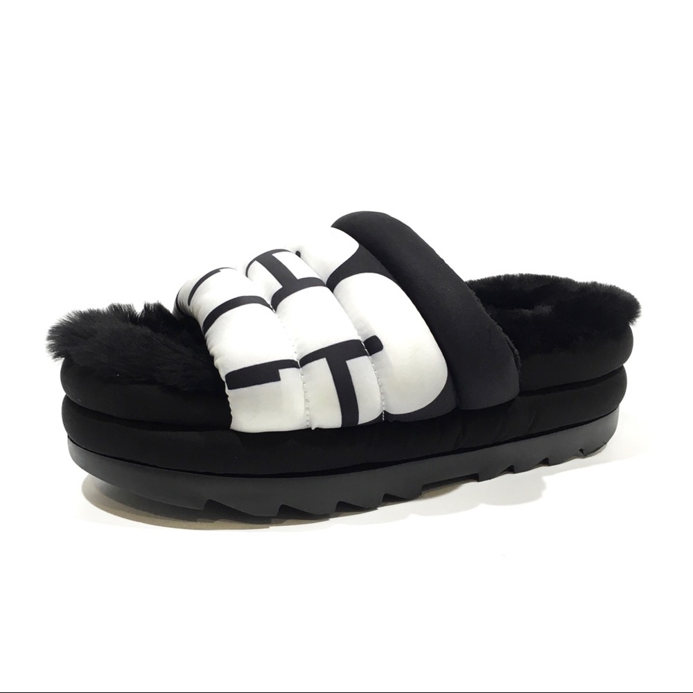 UGG Maxi Slide Logo Platform Puffer Sandals -Black -Women’s US 10 -NEW